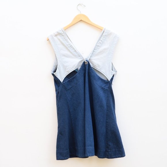 Free People - Size S Patchwork Colorblock Denim Dress - Picture 5 of 8